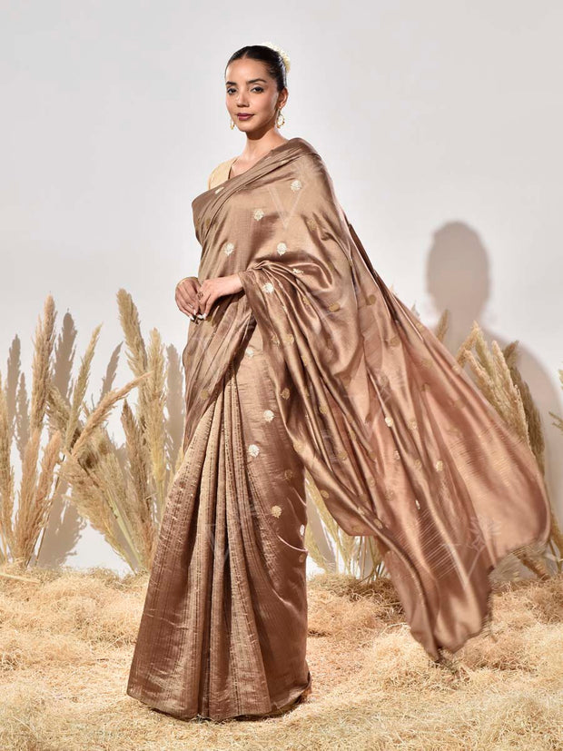 Brown Pure Silk Saree