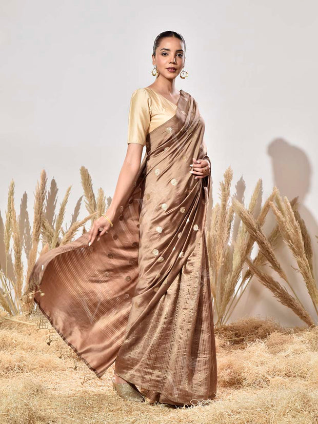 Brown Pure Silk Saree