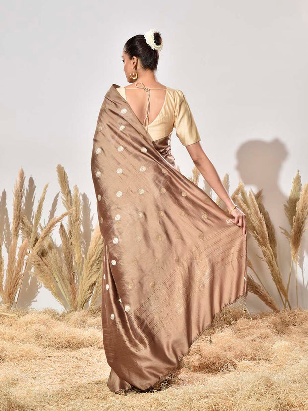 Brown Pure Silk Saree