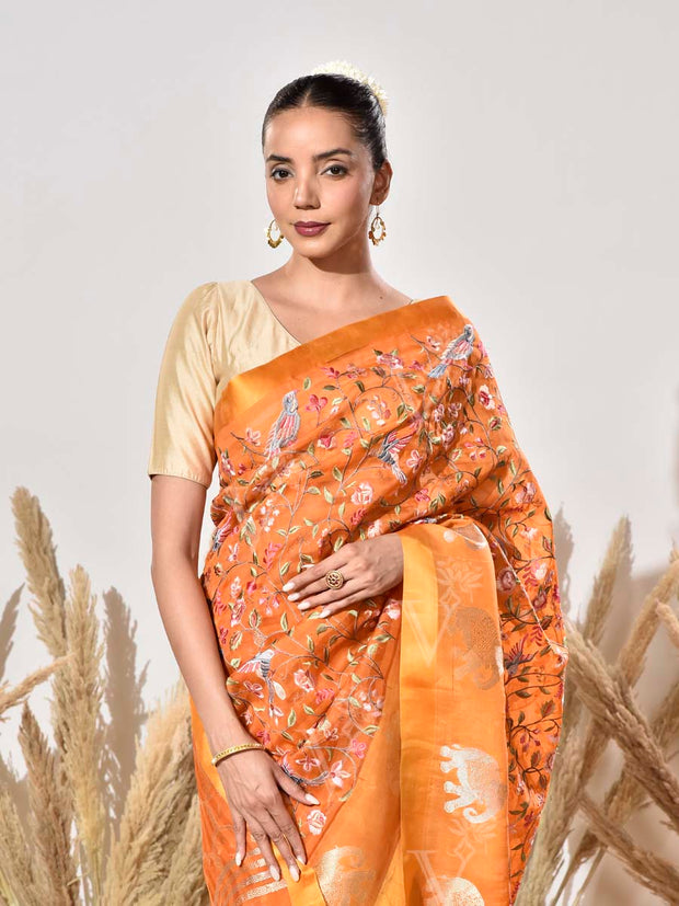 Yellow Organza Saree