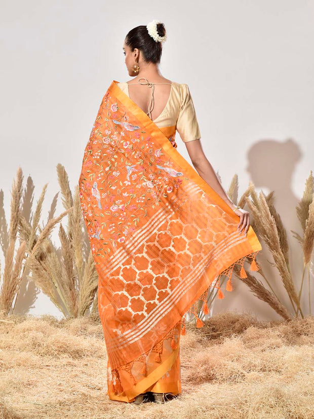 Yellow Organza Saree