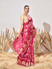 Pink Organza Saree