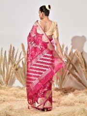Pink Organza Saree