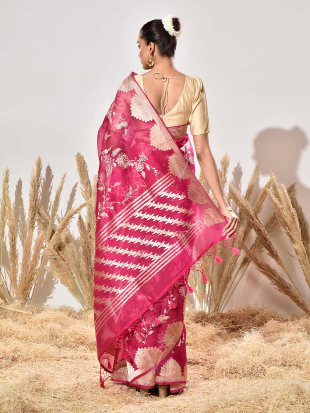 Pink Organza Saree