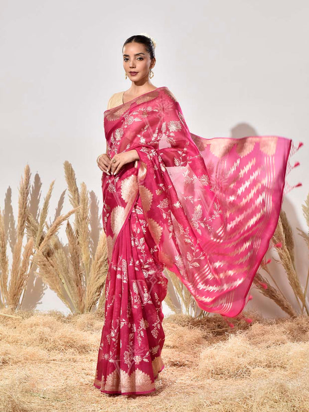 Pink Organza Saree