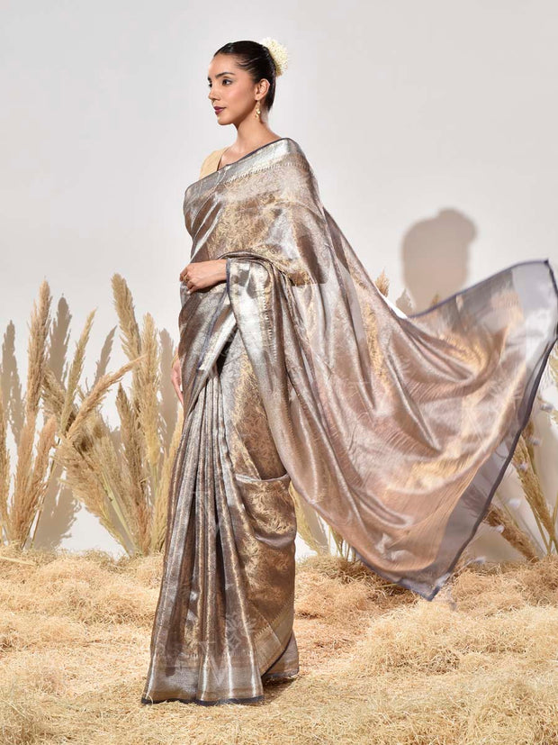 The Rekha Saree in Grey Organza Tissue