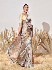 The Rekha Saree in Grey Organza Tissue