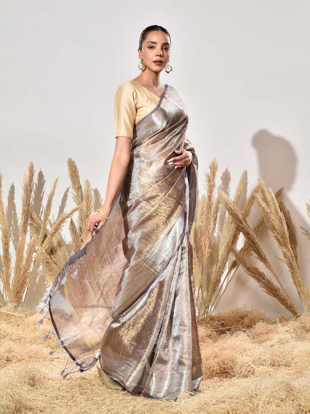 The Rekha Saree in Grey Organza Tissue