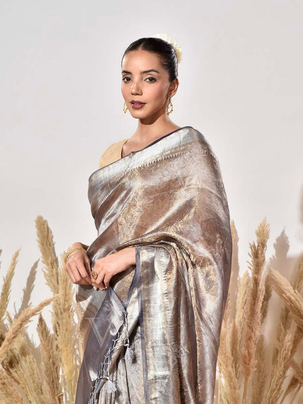 The Rekha Saree in Grey Organza Tissue