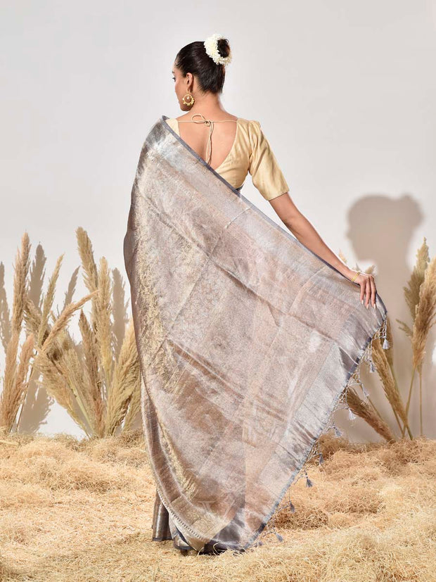 The Rekha Saree in Grey Organza Tissue