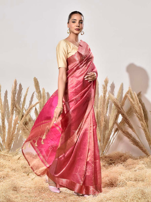 Pink Pure Silk Saree