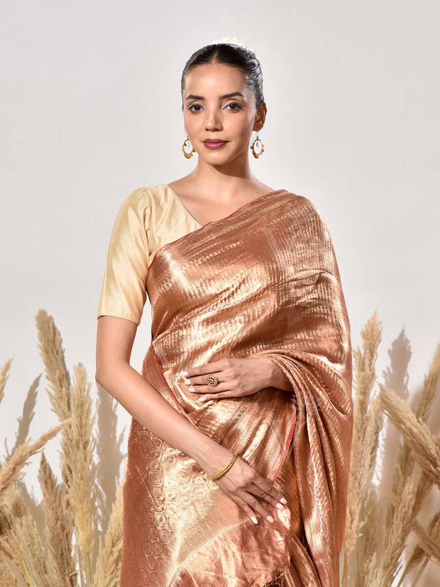 Brown Tissue Kanjeevaram Saree