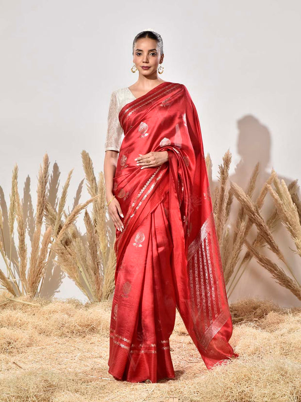Red Silk Dupian Saree