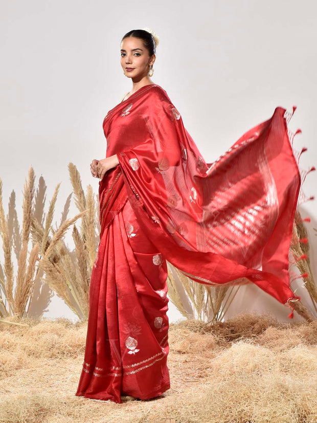 Red Silk Dupian Saree