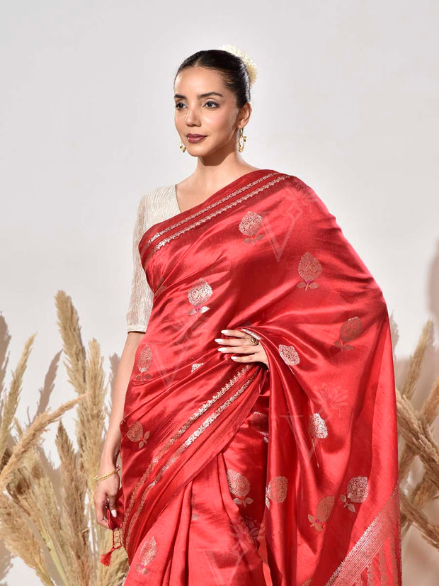Red Silk Dupian Saree