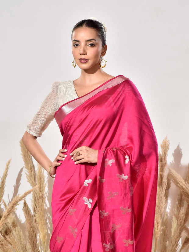 Pink Pure Silk Saree