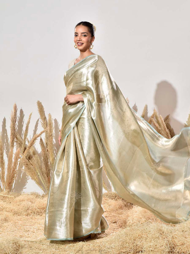 Blue Tissue Kanjeewaram Saree