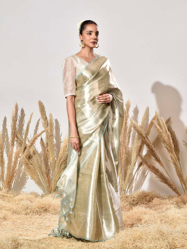 Blue Tissue Kanjeewaram Saree