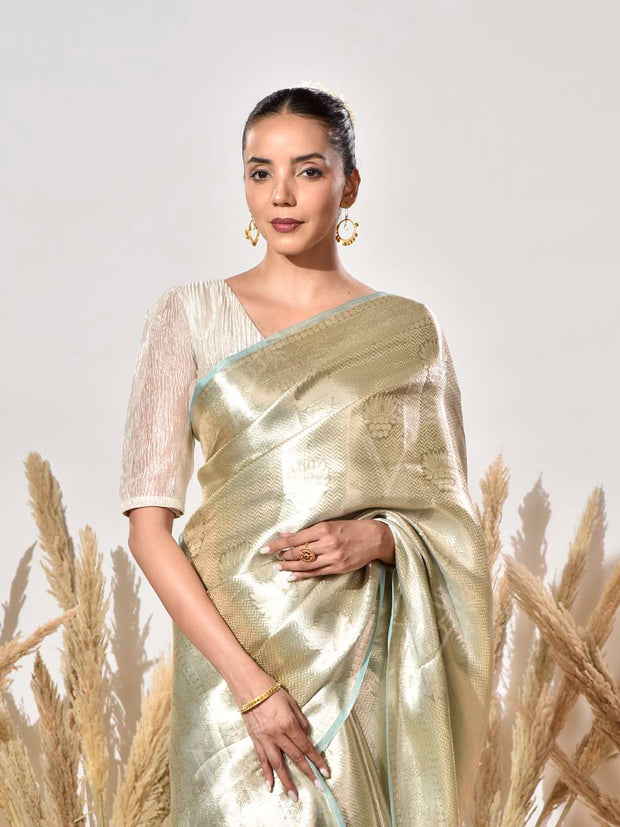 Blue Tissue Kanjeewaram Saree