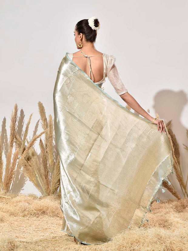 Blue Tissue Kanjeewaram Saree