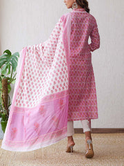 Pink Cotton Printed Suit Set