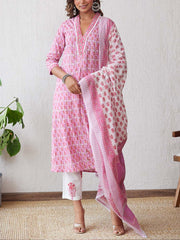 Pink , Cotton Suit Set , cotton