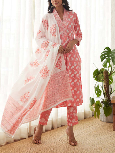 Pink Cotton Suit Set , cotton