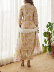 Cream Cotton Printed Suit Set