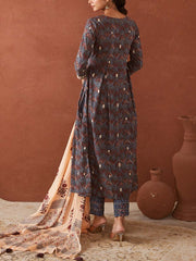 Blue Cotton Printed Suit Set