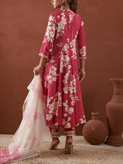 Pink Rayon Printed Suit Set