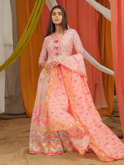 Pink Vasansi Silk Printed Anarkali Gown