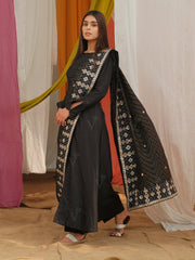 Black Anarkali Bemberg Silk Suit Set