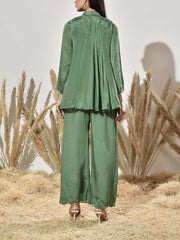 Green Embroidered Tunic and Palazzo Set