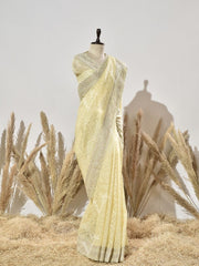 Yellow Embroidered Organza Saree