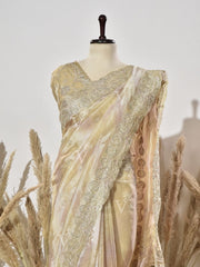 Golden Tissue Zardozi Saree