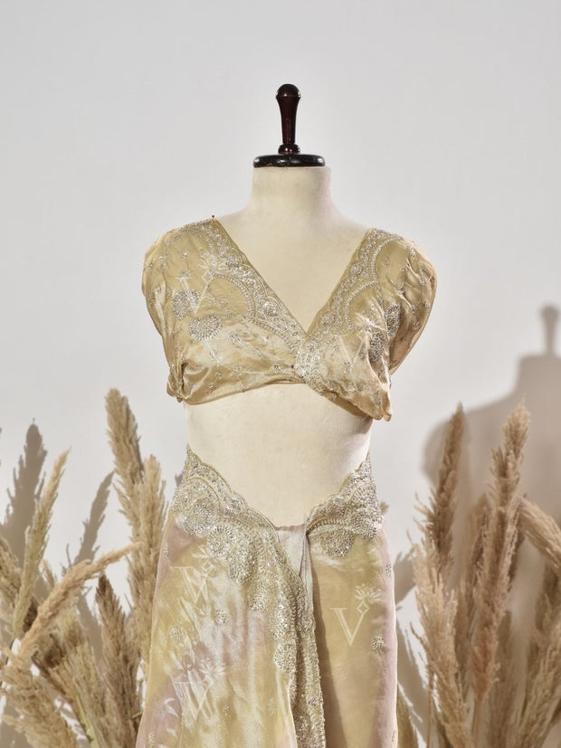 Golden Tissue Zardozi Saree