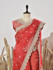 Red Organza Saree