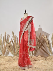 Red Organza Saree