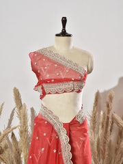Red Organza Saree