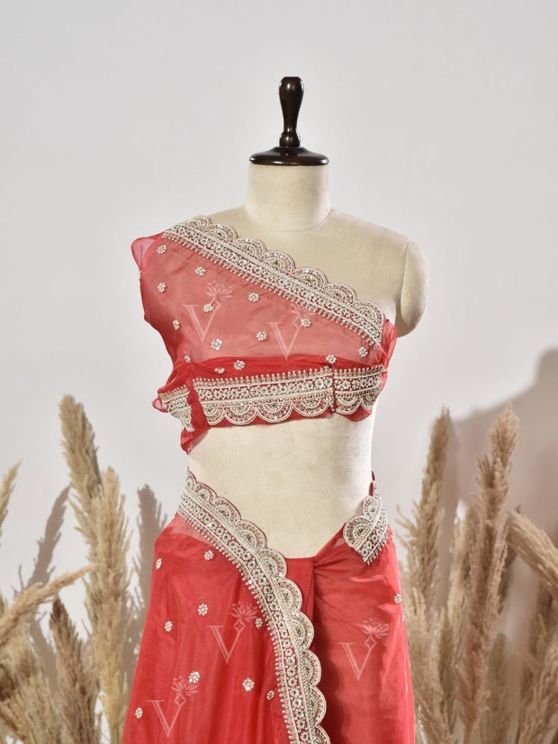 Red Organza Saree