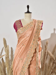 Peach Vasansi Silk Saree