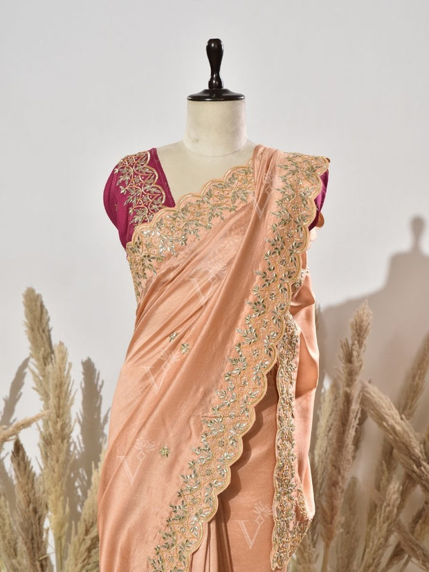 Peach Vasansi Silk Saree