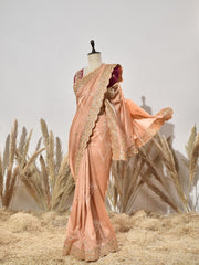 Peach Vasansi Silk Saree