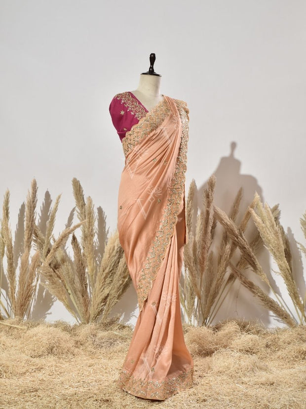 Peach Vasansi Silk Saree
