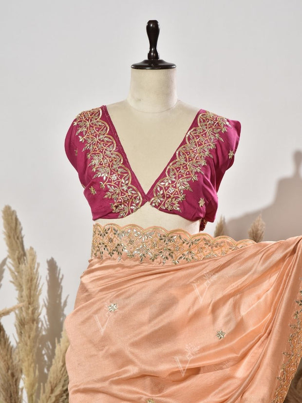 Peach Vasansi Silk Saree