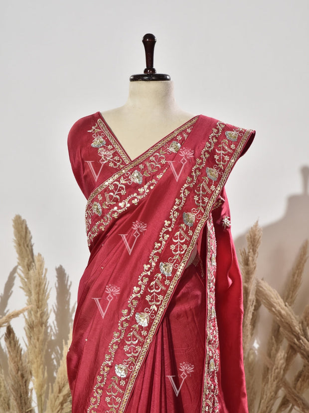 Red Vasansi Silk Saree