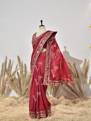 Red Vasansi Silk Saree