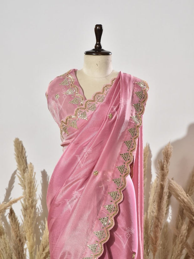 Pink Tissue Saree