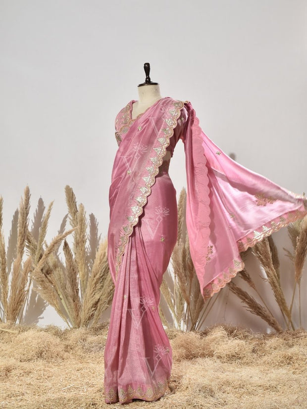 Pink Tissue Saree