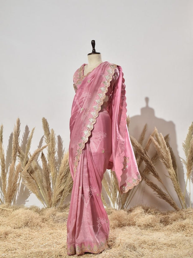 Pink Tissue Saree